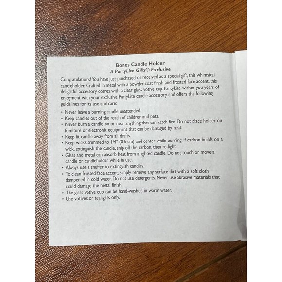 PARTYLITE BONES METAL Skeleton Halloween Tealight CANDLE HOLDER RETIRED NIB15.5" - Picture 4 of 12